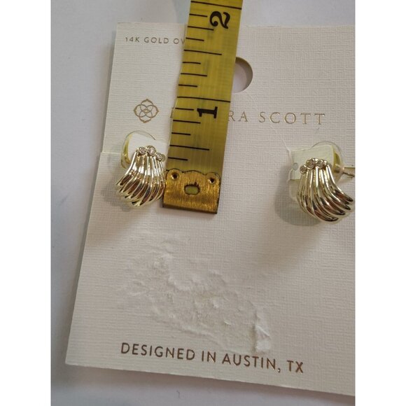 Kendra Scott Isla Huggie 14K-Gold Over Brass Rhinestone Stud Earrings NWT - Picture 6 of 6